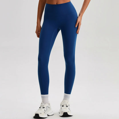 Leggings Vita Alta con Cucitura a V Posteriore - Blu Cobalto