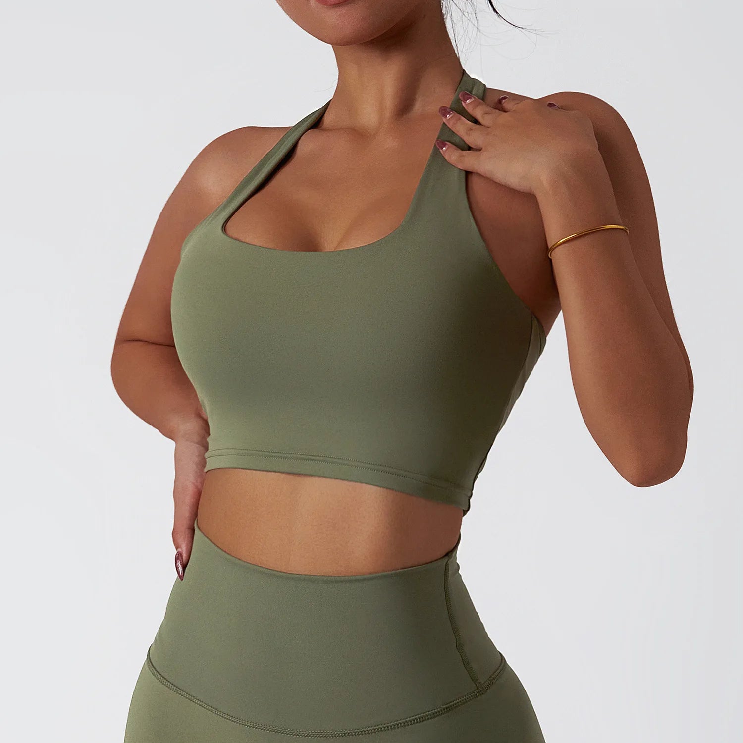 Set Sportivo Reggiseno Halter e Leggings Vita Alta