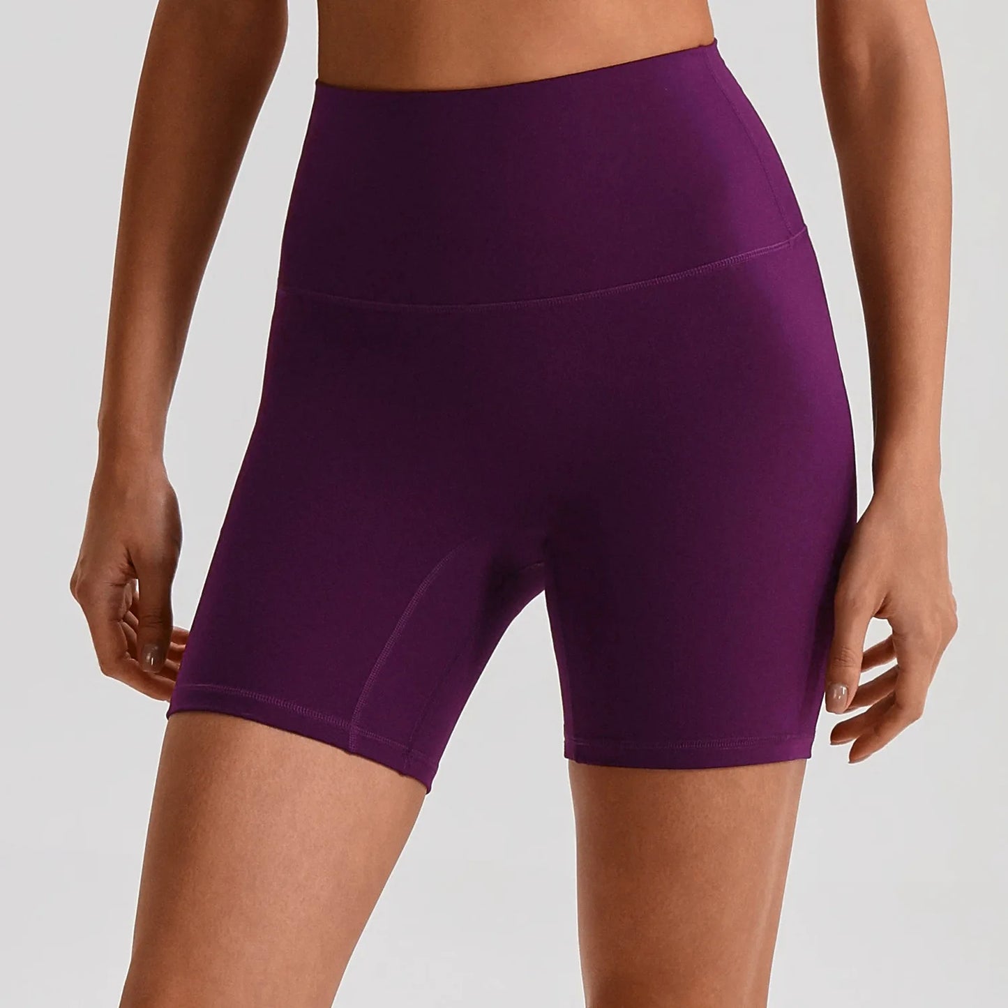 Pantaloncini Ciclista Vita Alta con Fascia Larga in Vita - Melanzana