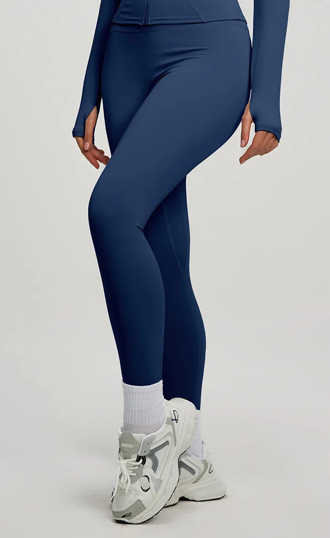 Leggings Vita Alta Modellanti con Cucitura a V Posteriore - Blu Navy