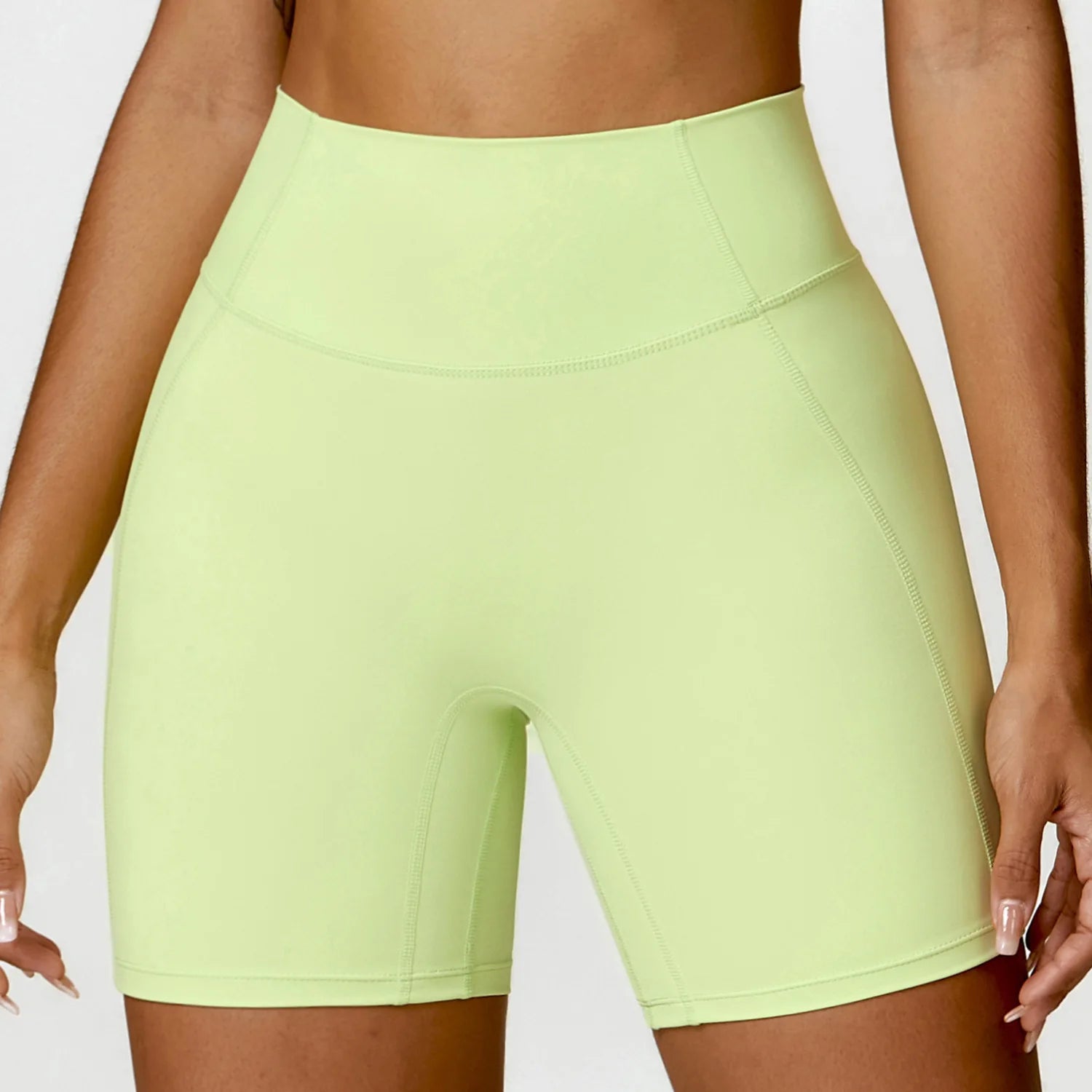 Pantaloncini Ciclista Vita Alta con Cucitura a V - Verde Lime