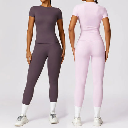 Set Maglia a Maniche Corte e Leggings a Vita Alta
