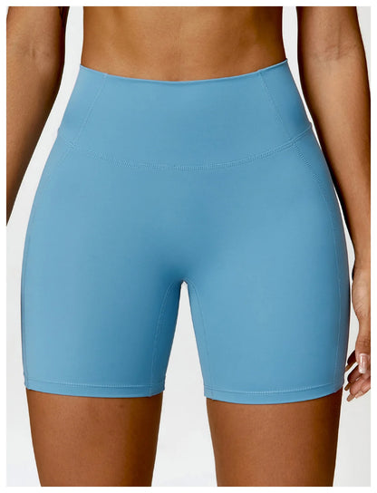 Pantaloncini Ciclista Vita Alta con Cucitura a V - Azzurro