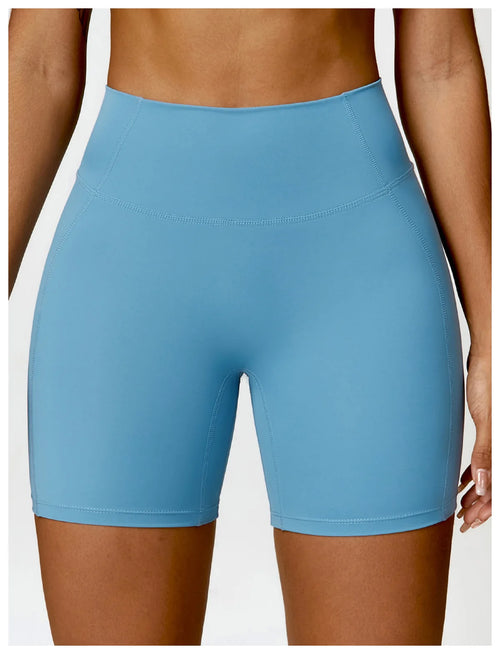 Pantaloncini Ciclista Vita Alta con Cucitura a V - Azzurro