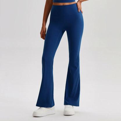 Set Canotta e Pantaloni a Zampa Vita Alta Blu Cobalto, pantalone