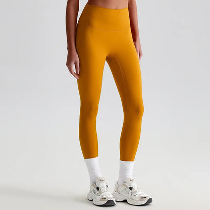 Leggings Vita Alta con Cucitura a V Posteriore - Senape