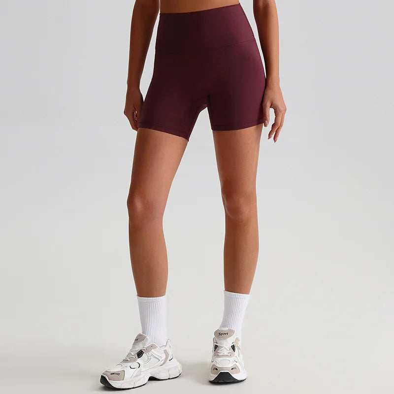 Pantaloncini Ciclista Vita Alta con Fascia Larga in Vita - Prugna
