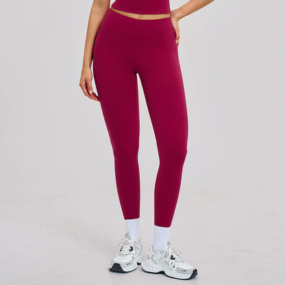 Leggings a Vita Alta con Cucitura a V Lunghezza 7/8 - Rosso Lampone