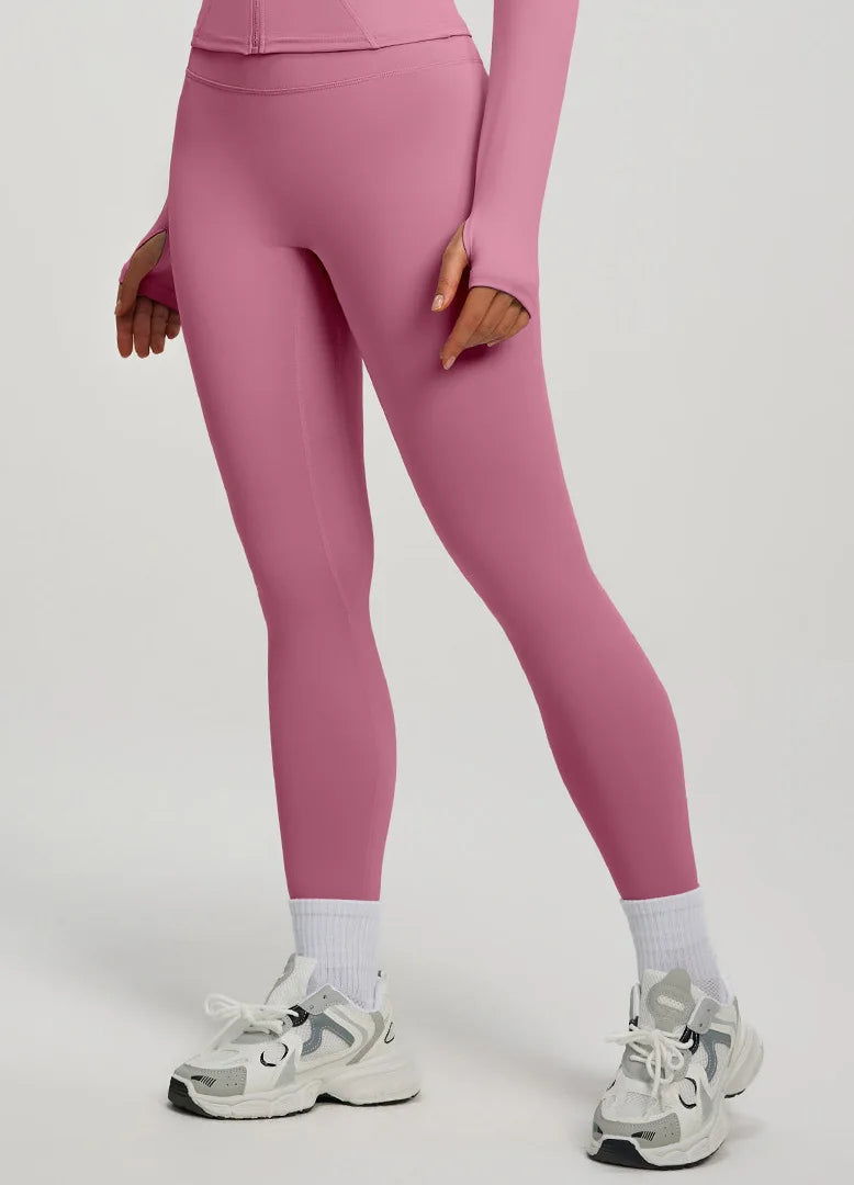 Leggings Vita Alta Modellanti con Cucitura a V Posteriore - Rosa Antico