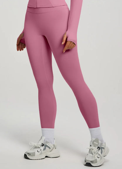 Leggings Vita Alta Modellanti con Cucitura a V Posteriore - Rosa Antico