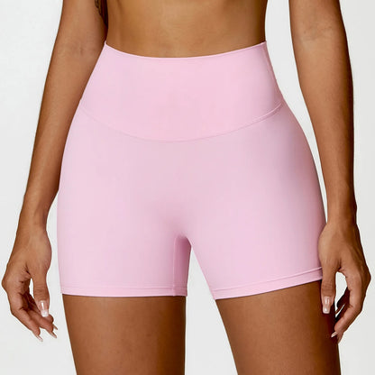 Short Sportivo Vita Alta con Fondoschiena Arricciato - Rosa Cipria