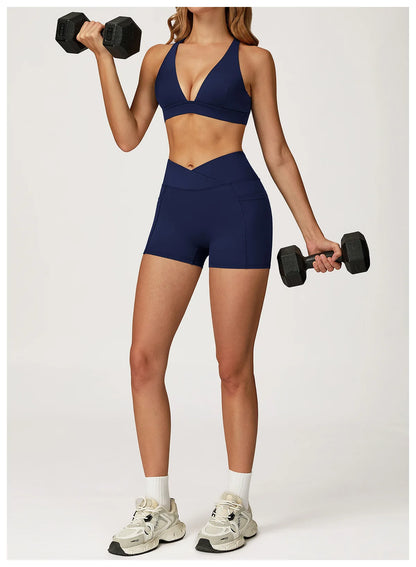 Set Sportivo Reggiseno e Pantaloncini Vita Alta