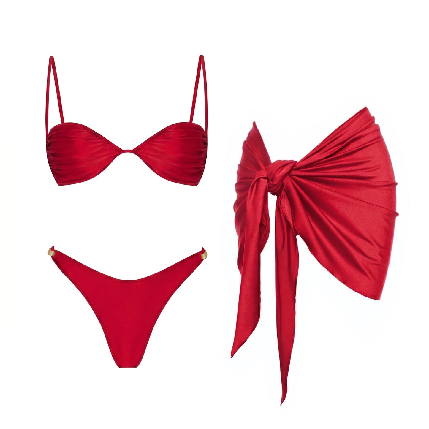 Set Mare 3 Pezzi Bandeau Push-Up con Pareo