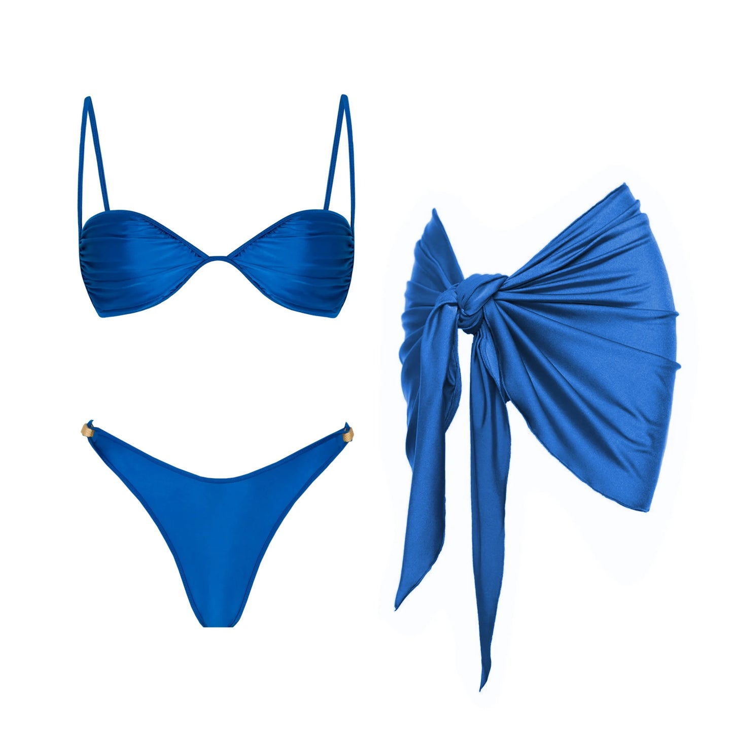 Set Mare 3 Pezzi Bandeau Push-Up con Pareo