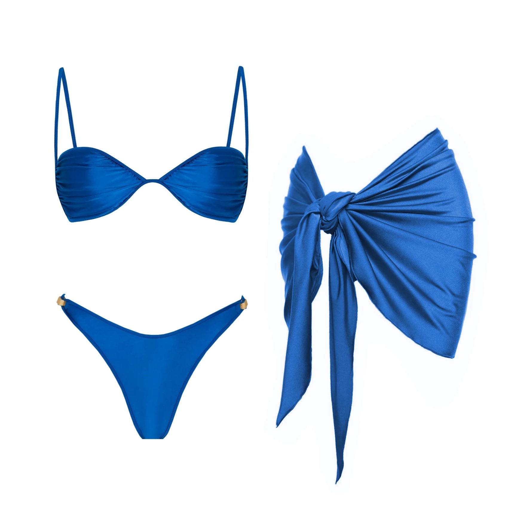 Set Mare 3 Pezzi Bandeau Push-Up con Pareo