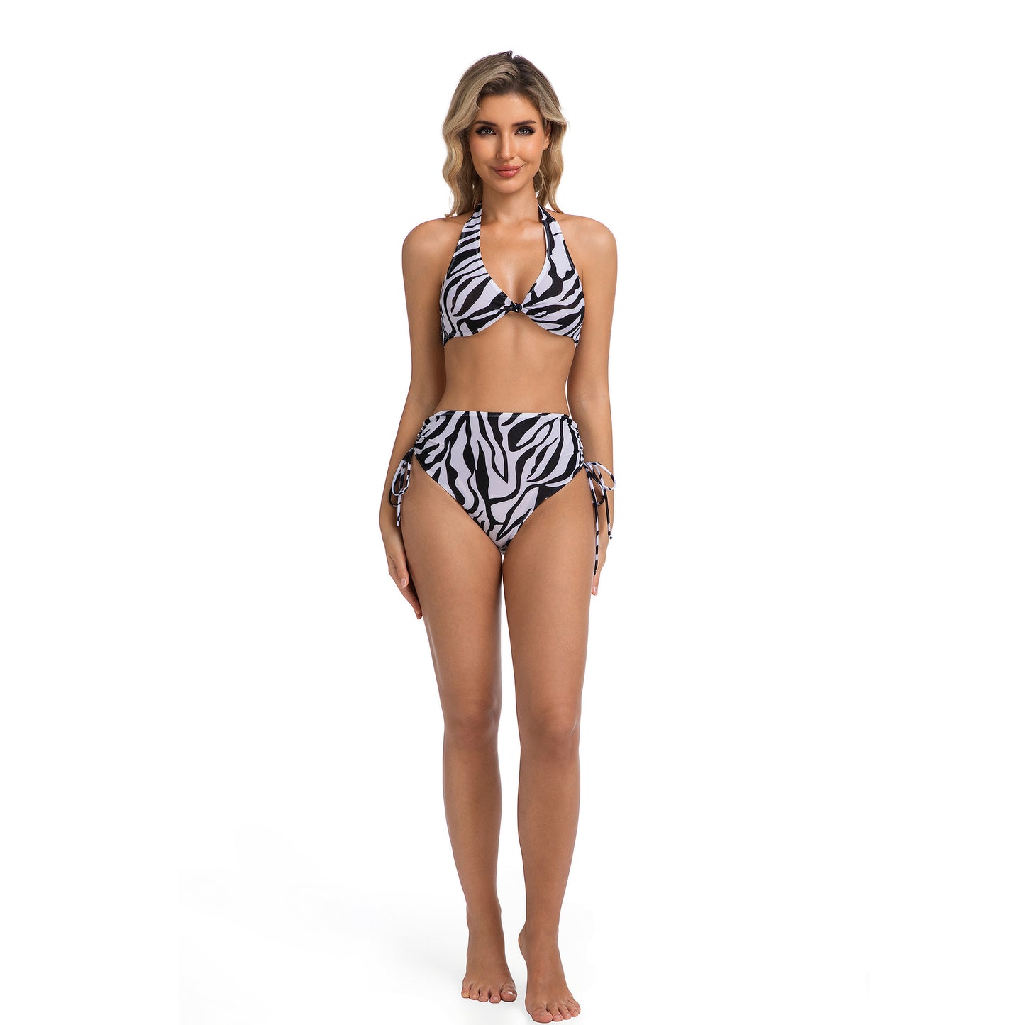 Zeya | high waisted zebra halter bikini