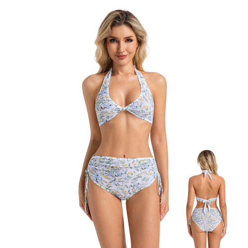 Flora | botanical halter high-waisted bikini