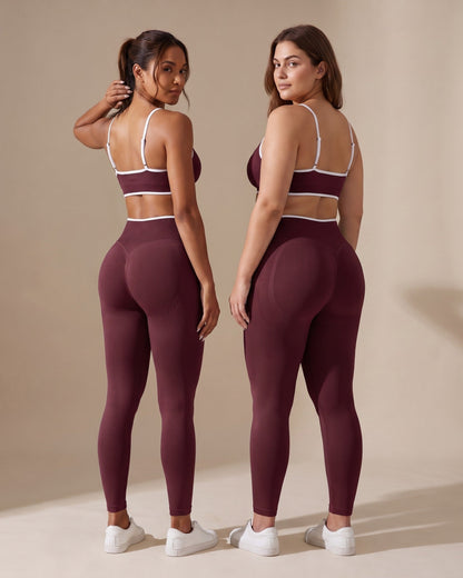Leggings Push-Up Sculptline Edge Castagna indossato da due donne con corporature diverse