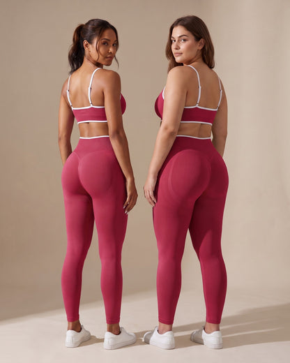 Leggings Push-Up Sculptline Edge Lampone indossato da due donne con corporature diverse