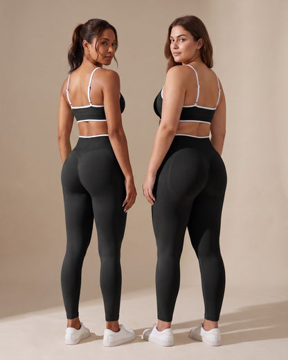 Leggings Push-Up Sculptline Edge Nero indossato da due donne con corporature diverse