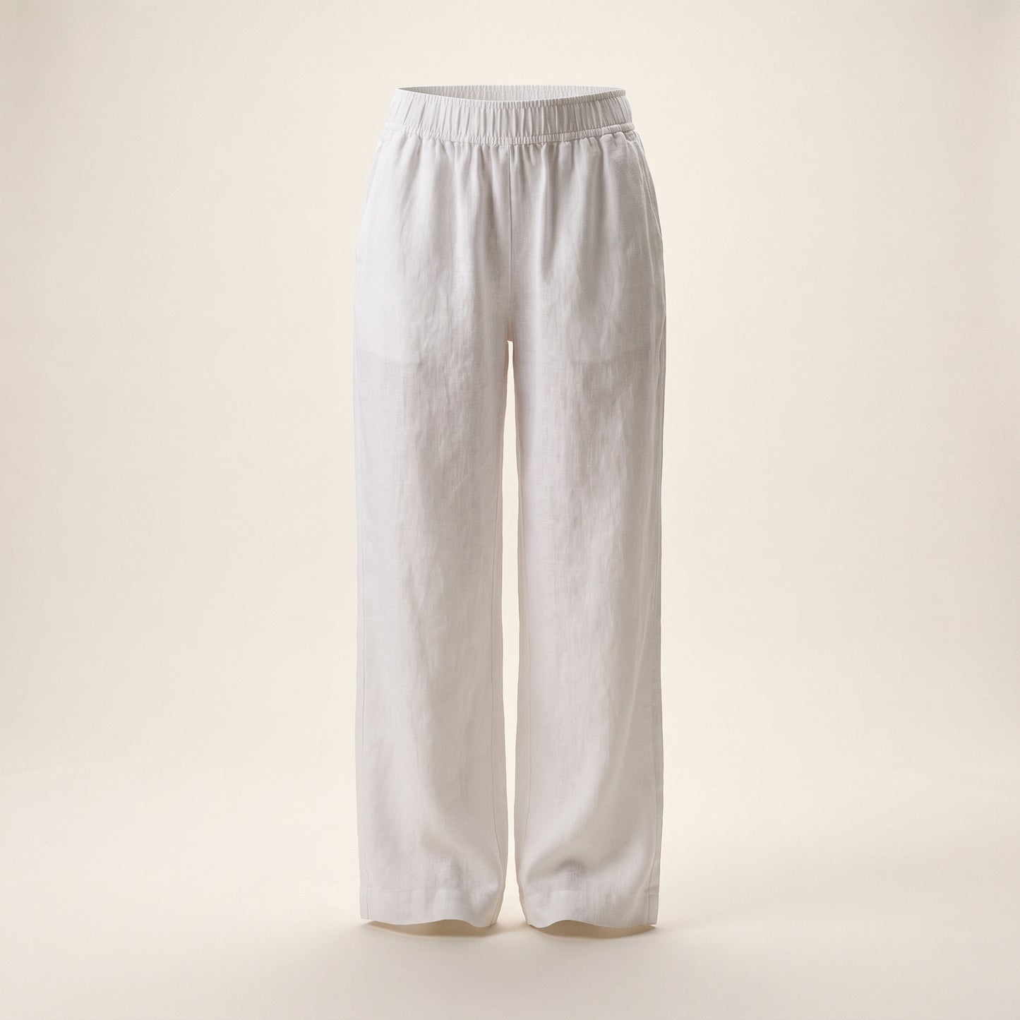 Pantaloni in Lino a Gamba Larga — Bianco
