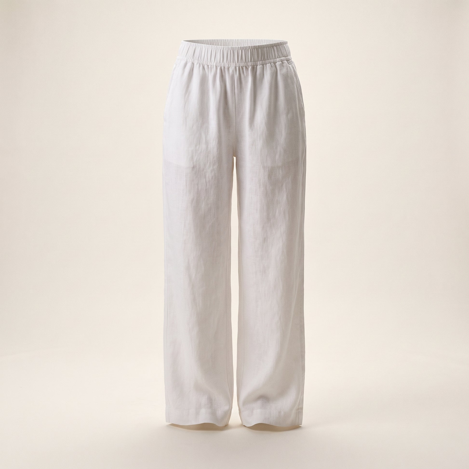 Pantaloni in Lino a Gamba Larga — Bianco