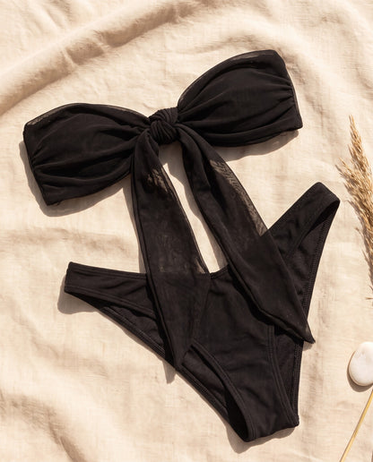 Aurelia | Bikini nero tan-through — still life