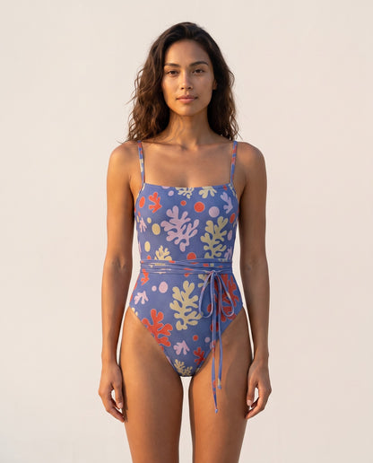 Olympia | Costume Intero Coral Jewel tan-through — vestibilita frontale