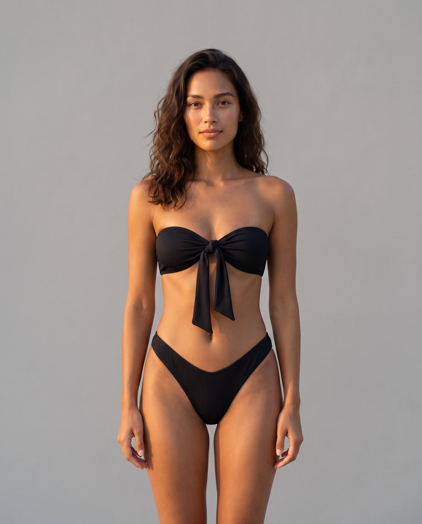 Khloey bikini tan-through Rolvea — nero, vestibilita fronte