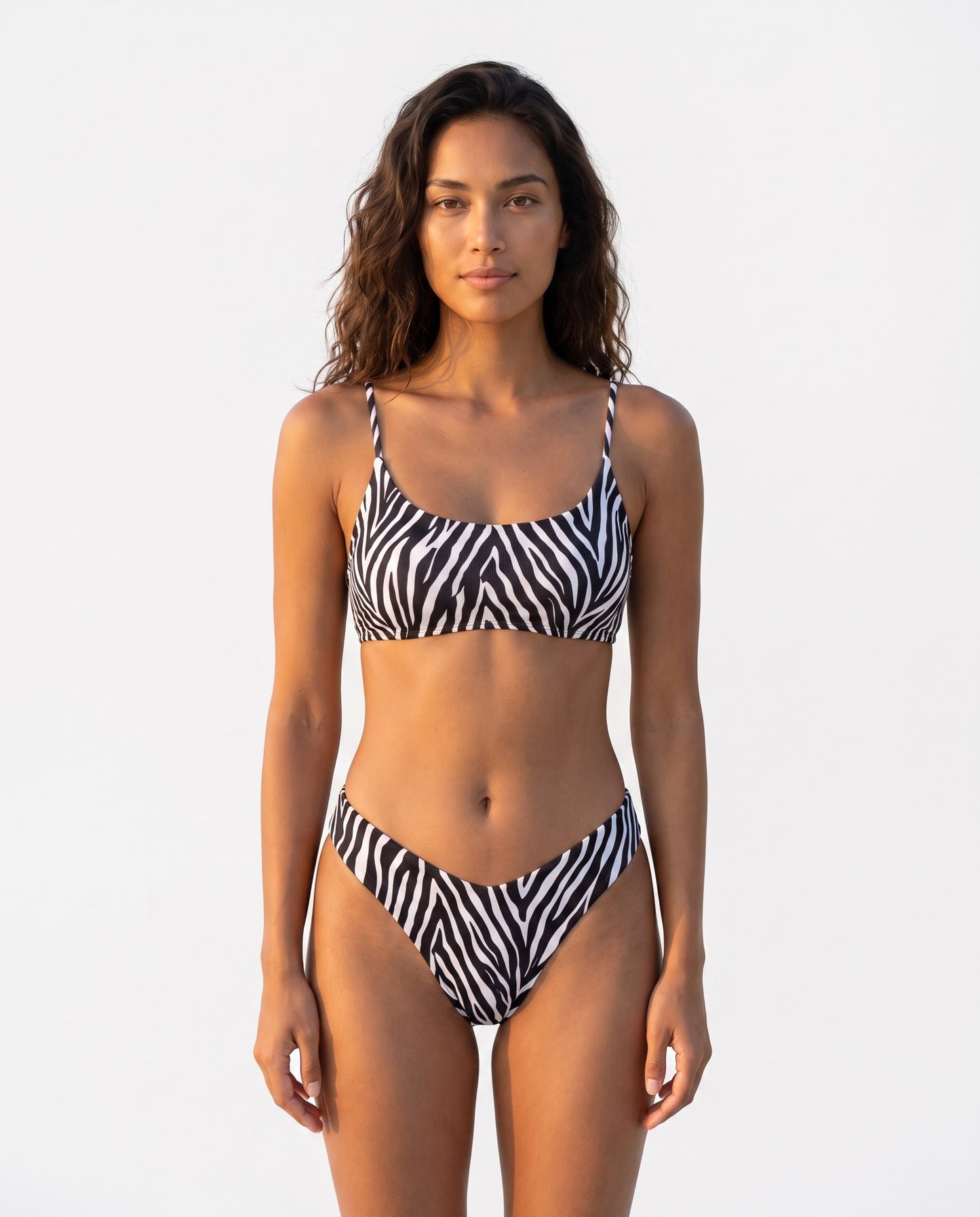 Thalia bikini tan-through Rolvea — zebra, vestibilita fronte
