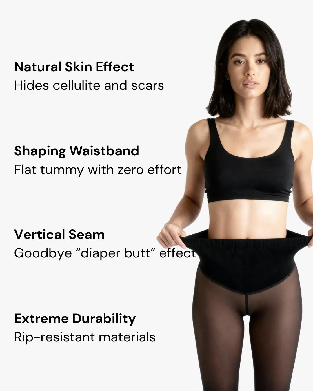 Collant Termici Modellanti — effetto pelle naturale, fascia modellante, cucitura verticale, resistenza estrema