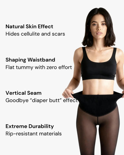 Collant Termici Modellanti — effetto pelle naturale, fascia modellante, cucitura verticale, resistenza estrema