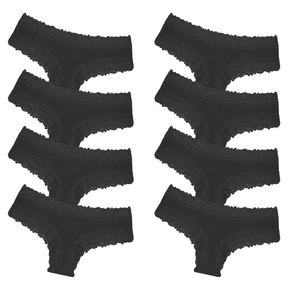 Tanga Pureline in cotone con bordo in pizzo – Pagane 4, ricevine 8 · Nero