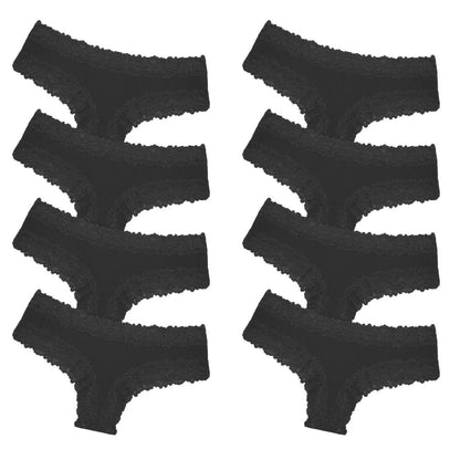 Tanga Pureline in cotone con bordo in pizzo – Pagane 4, ricevine 8 · Nero