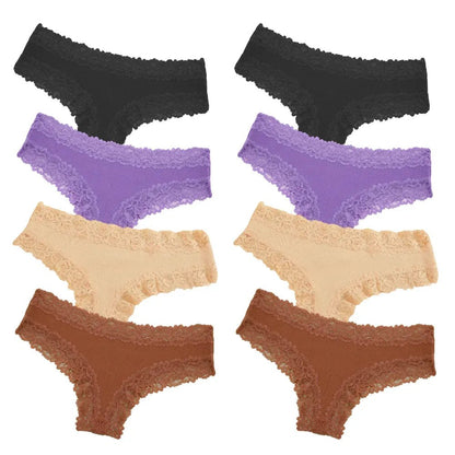 Tanga Pureline in cotone con bordo in pizzo – Pagane 4, ricevine 8 · Toni scuri