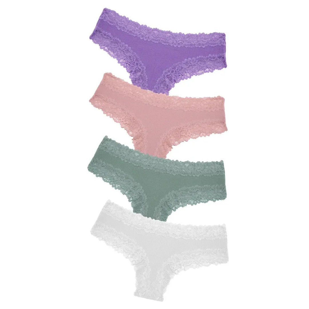 4 × Tanga Pizzo Pureline in omaggio · inclusi nei 8 del pack · Toni pastello
