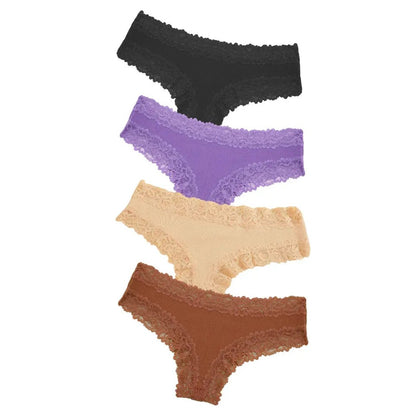 4 × Tanga Pizzo Pureline in omaggio · inclusi nei 8 del pack · Toni scuri