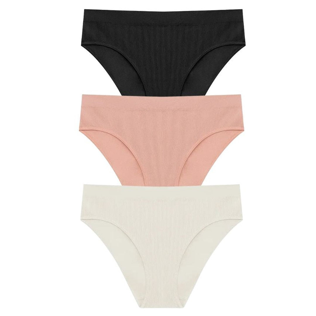 3 × Slip Vita Alta Pureline in omaggio · inclusi nei 6 del pack · Nero, rosa e bianco