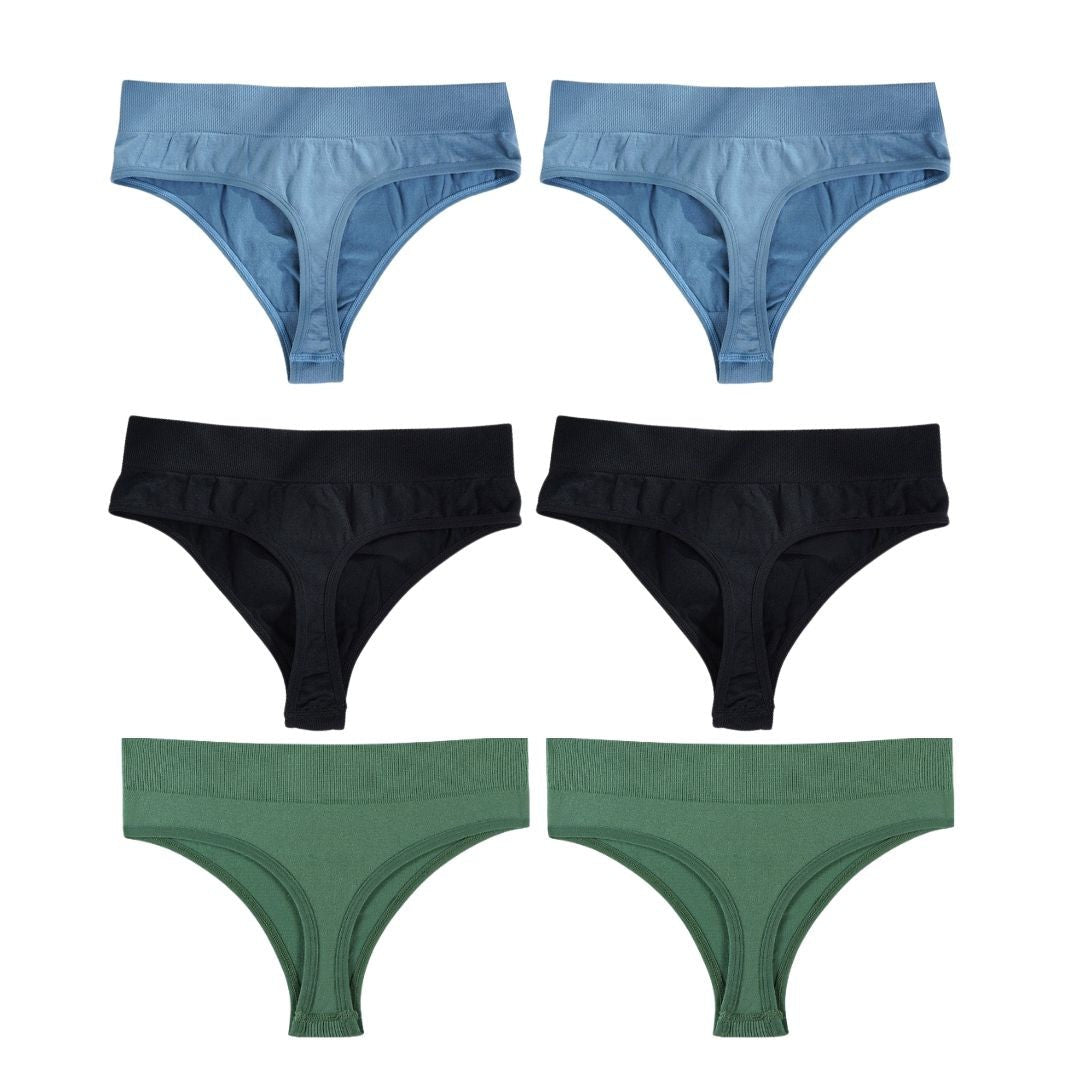 Tanga Pureline a vita alta modellante – Pagane 3, ricevine 6 · Colori assortiti