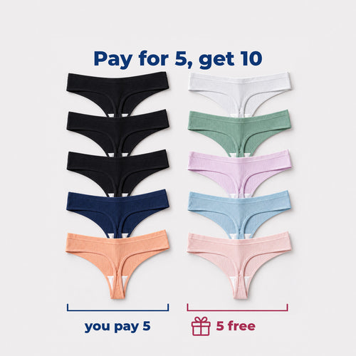 10 Pureline cotton thongs: you pay for 5, 5 free