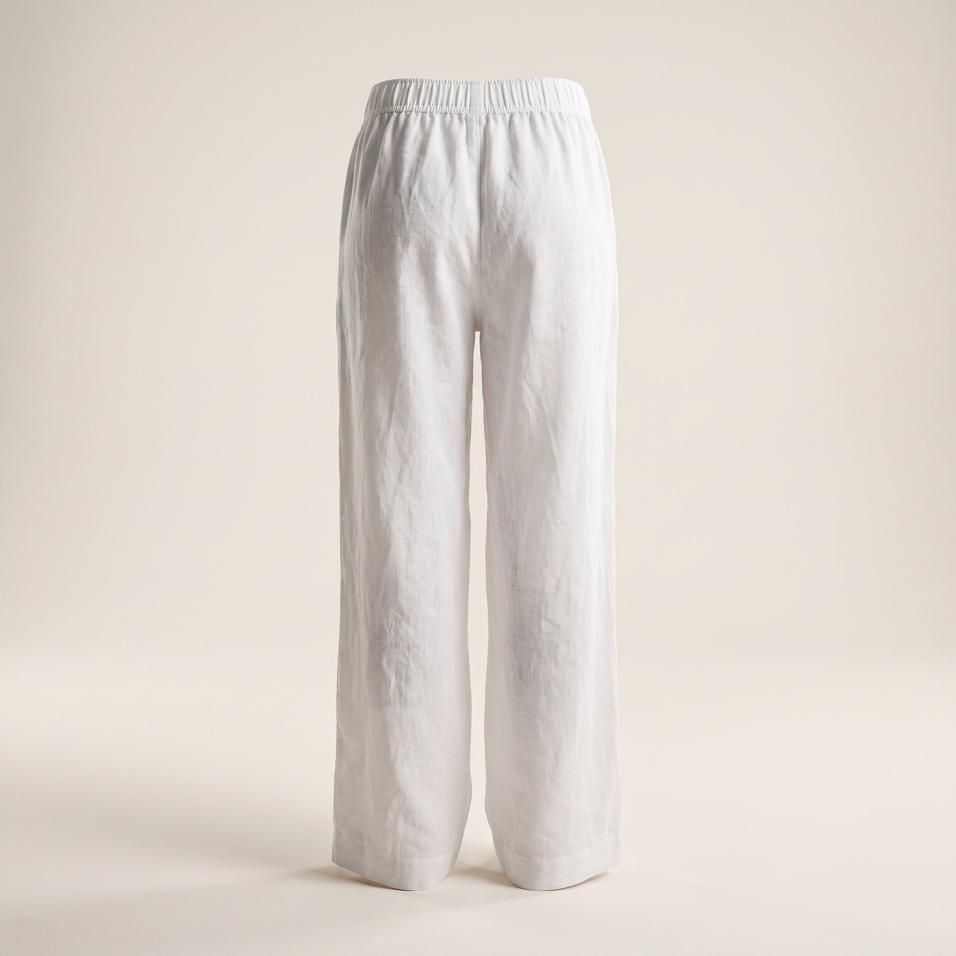 Pantaloni in Lino a Gamba Larga — Bianco
