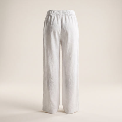 Pantaloni in Lino a Gamba Larga — Bianco