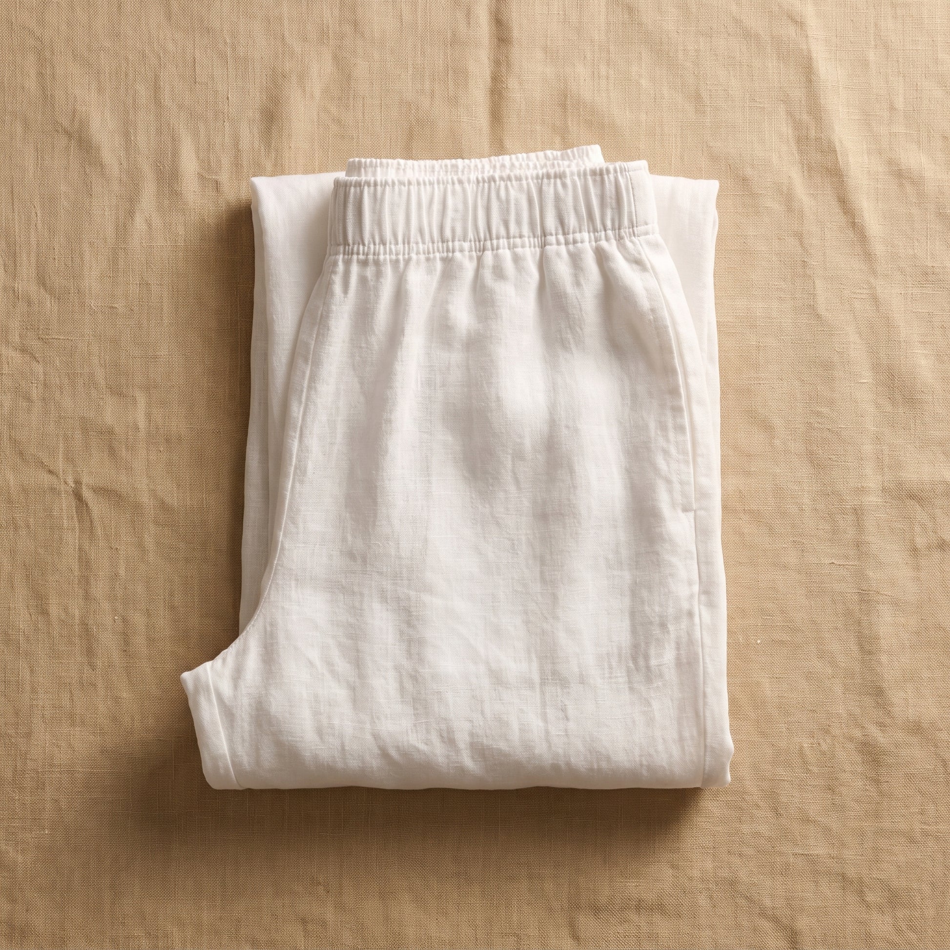 Pantaloni in Lino a Gamba Larga — Bianco