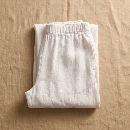 Pantaloni in Lino a Gamba Larga — Bianco